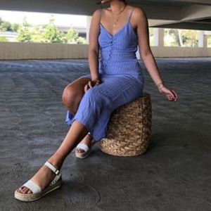 Pintriped button front midi dress